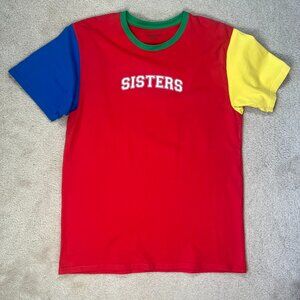 Colorblock Graphic T-Shirt Red Blue Yellow Green - Sisters Size XL